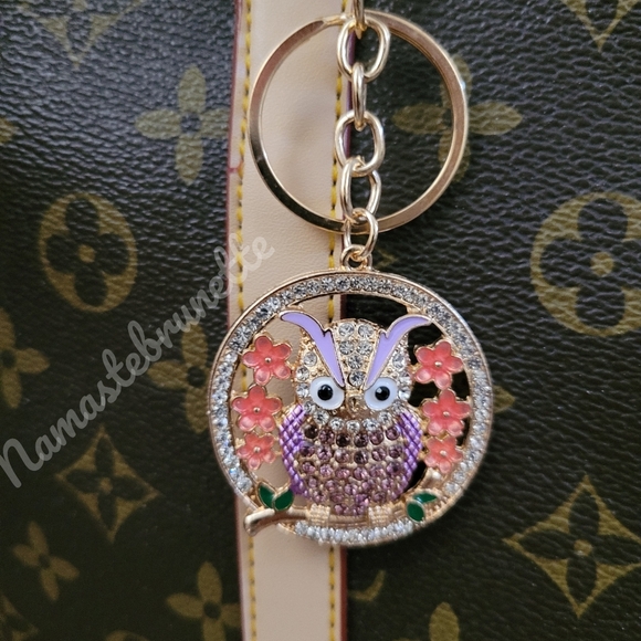 2/$20 Boho Owl Crystal Rhinestone Keychain Bag Charm - Picture 6 of 8